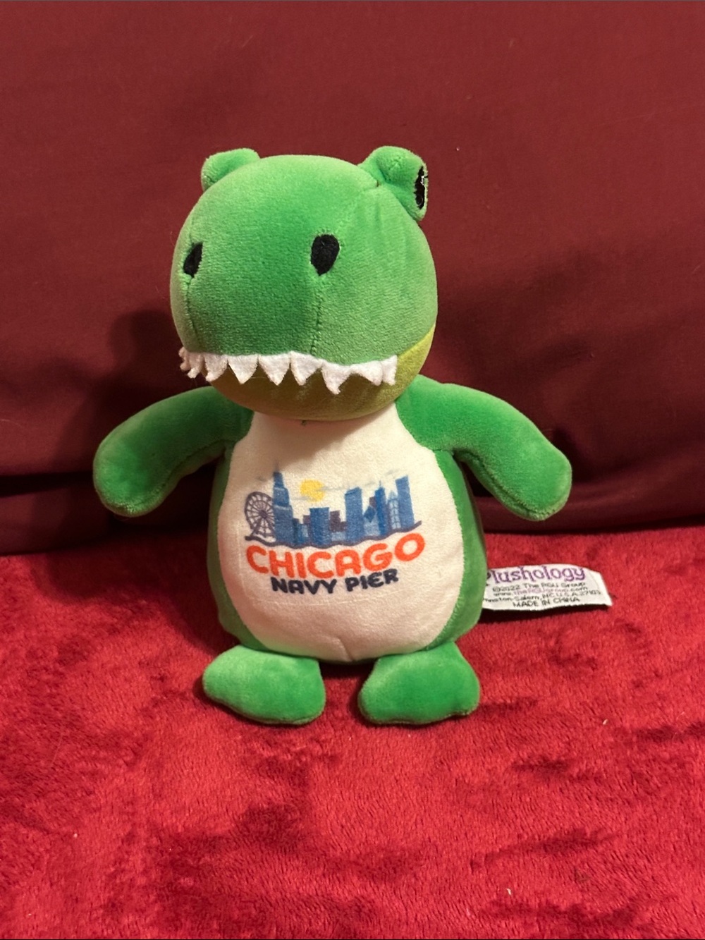 Plushology Chicago Navy Pier T-Rex Plush – Green Dinosaur Souvenir